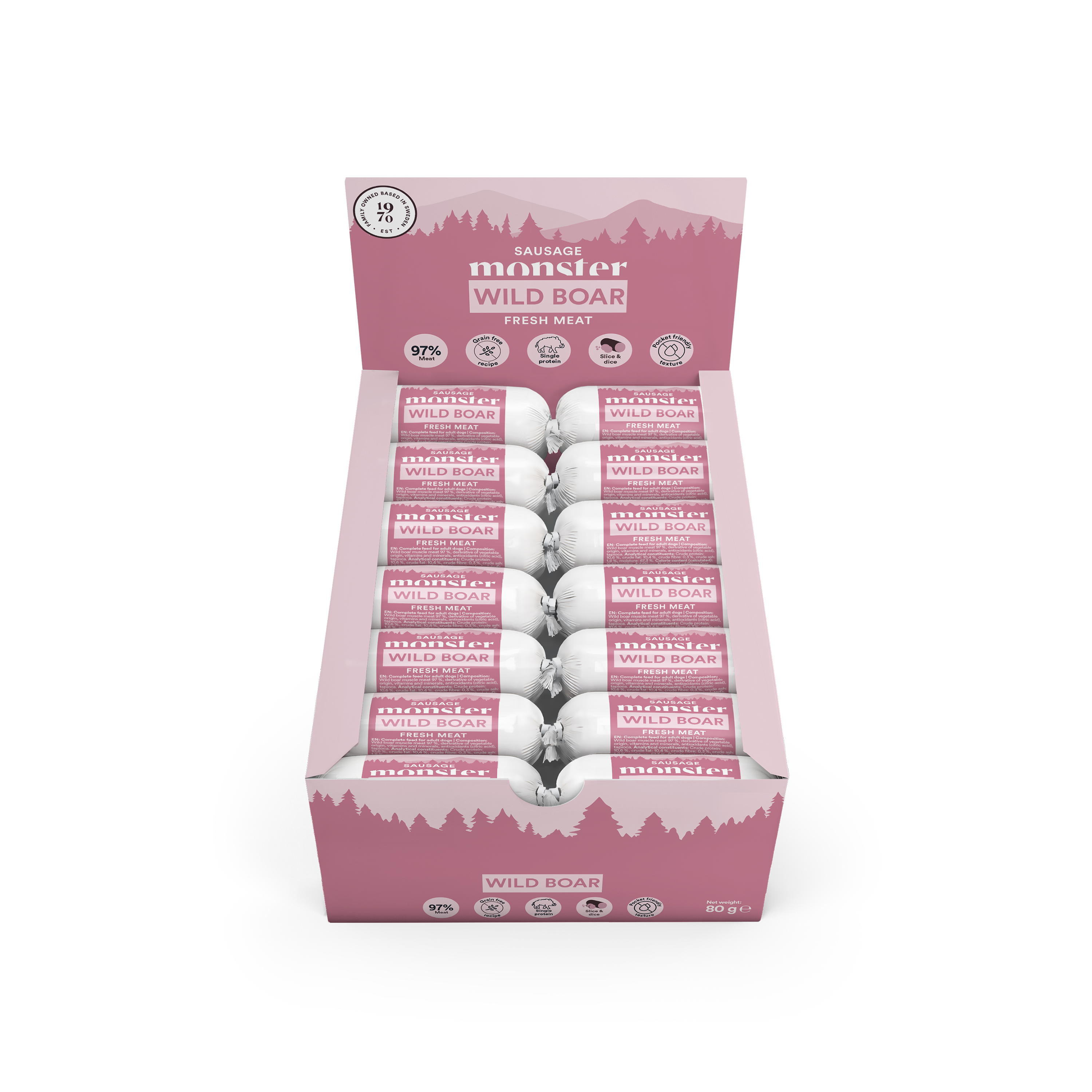 Monster Dog Sausage Wild Boar 80 g (28pcs)