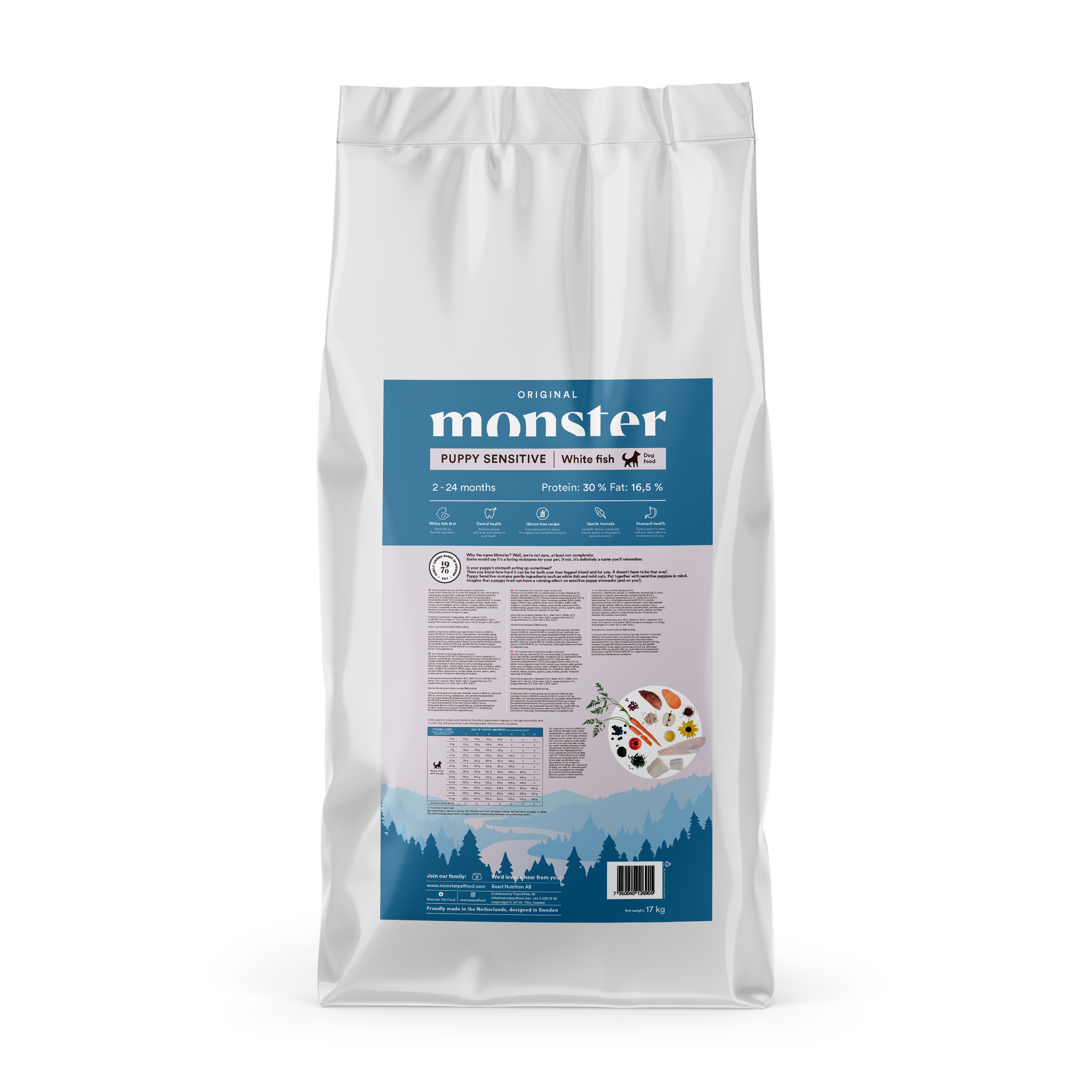 Monster Dog Original Puppy Sensitive White Fish 17 kg