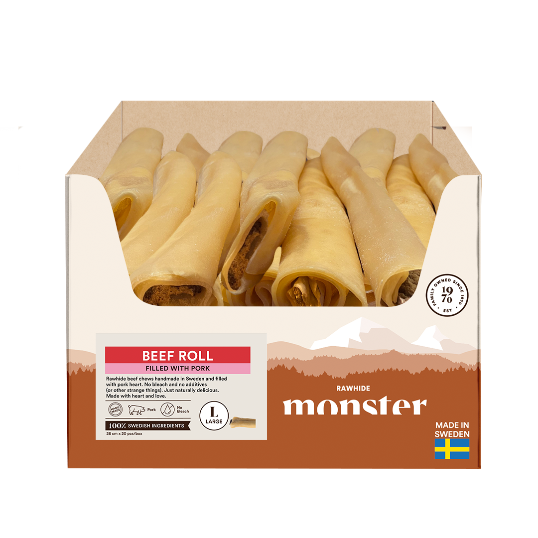 Monster Rawhide Beef Filled Pork Large Bulk 20 pcs