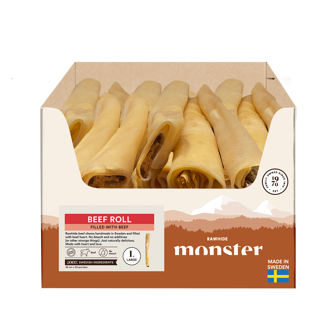Monster Rawhide Beef Filled Beef Large Bulk 20 pcs