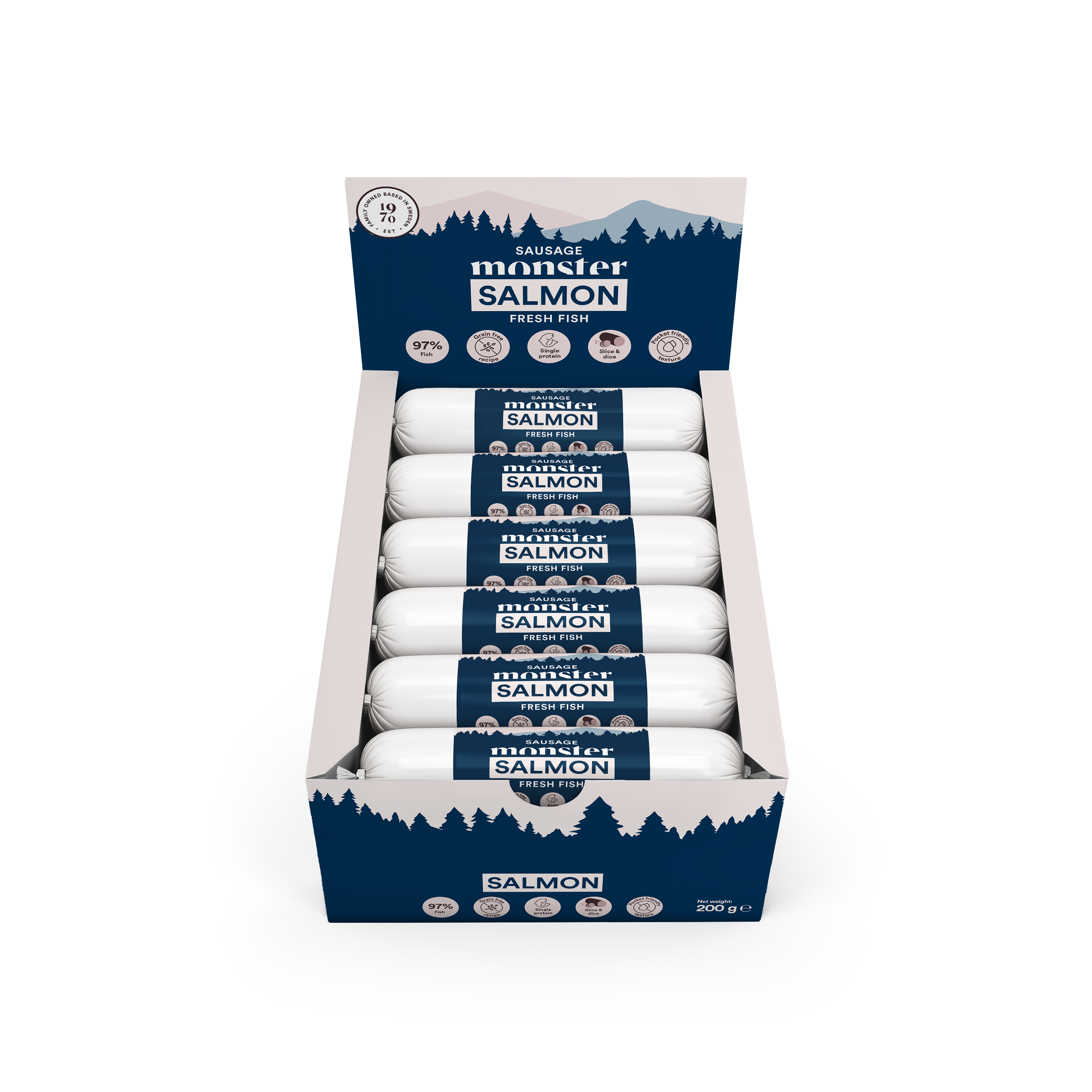 Monster Dog Sausage Salmon 200 g (12pcs)