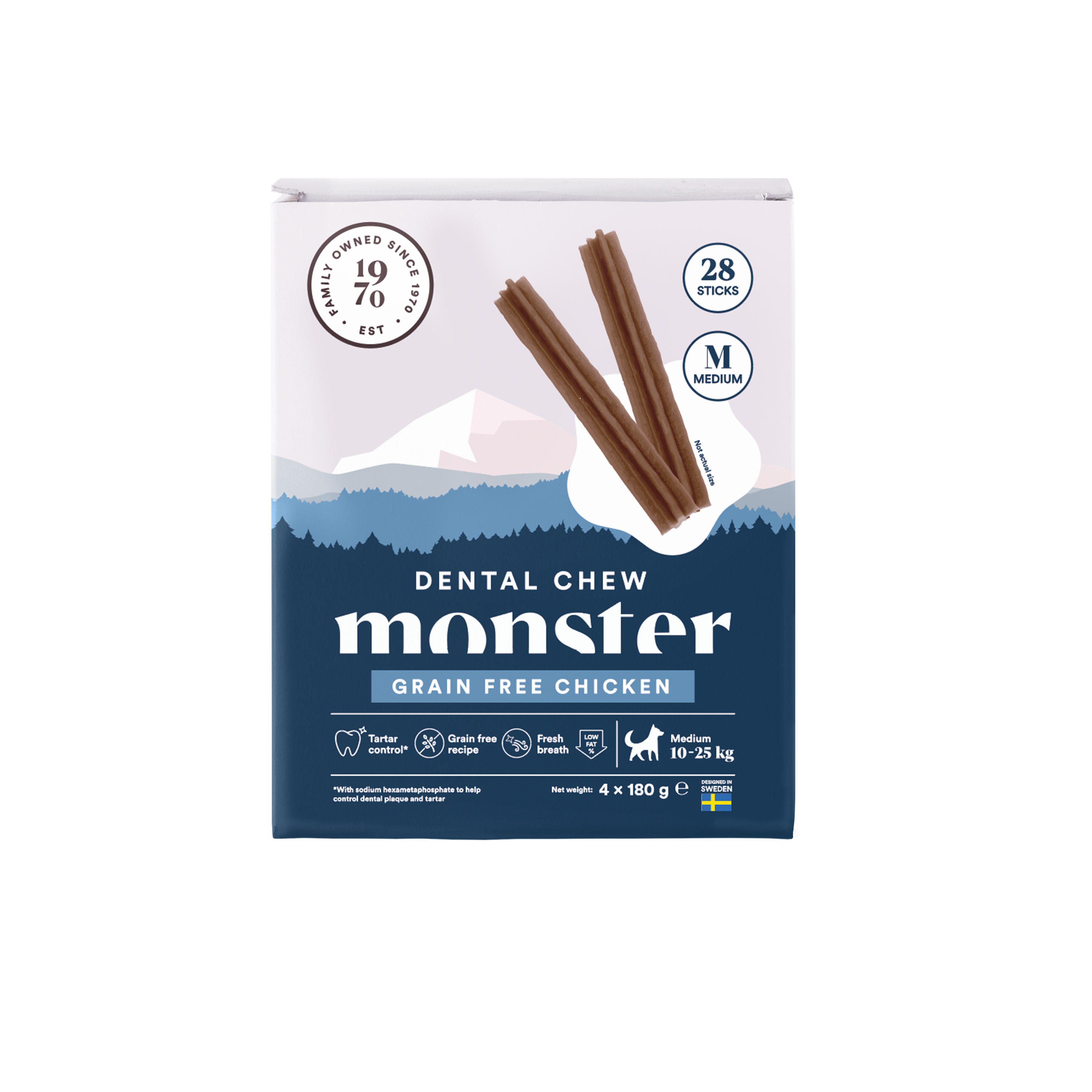 Monster Dog Dental Chew Grain Free Chicken Medium Month 28 pcs 720 g