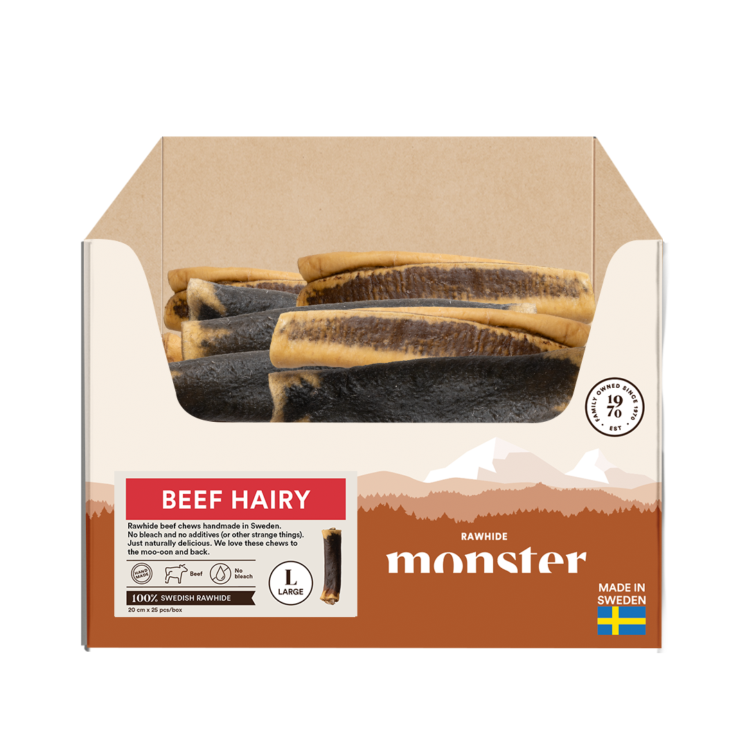 Monster Rawhide Beef Hairy Large Bulk 25 psc