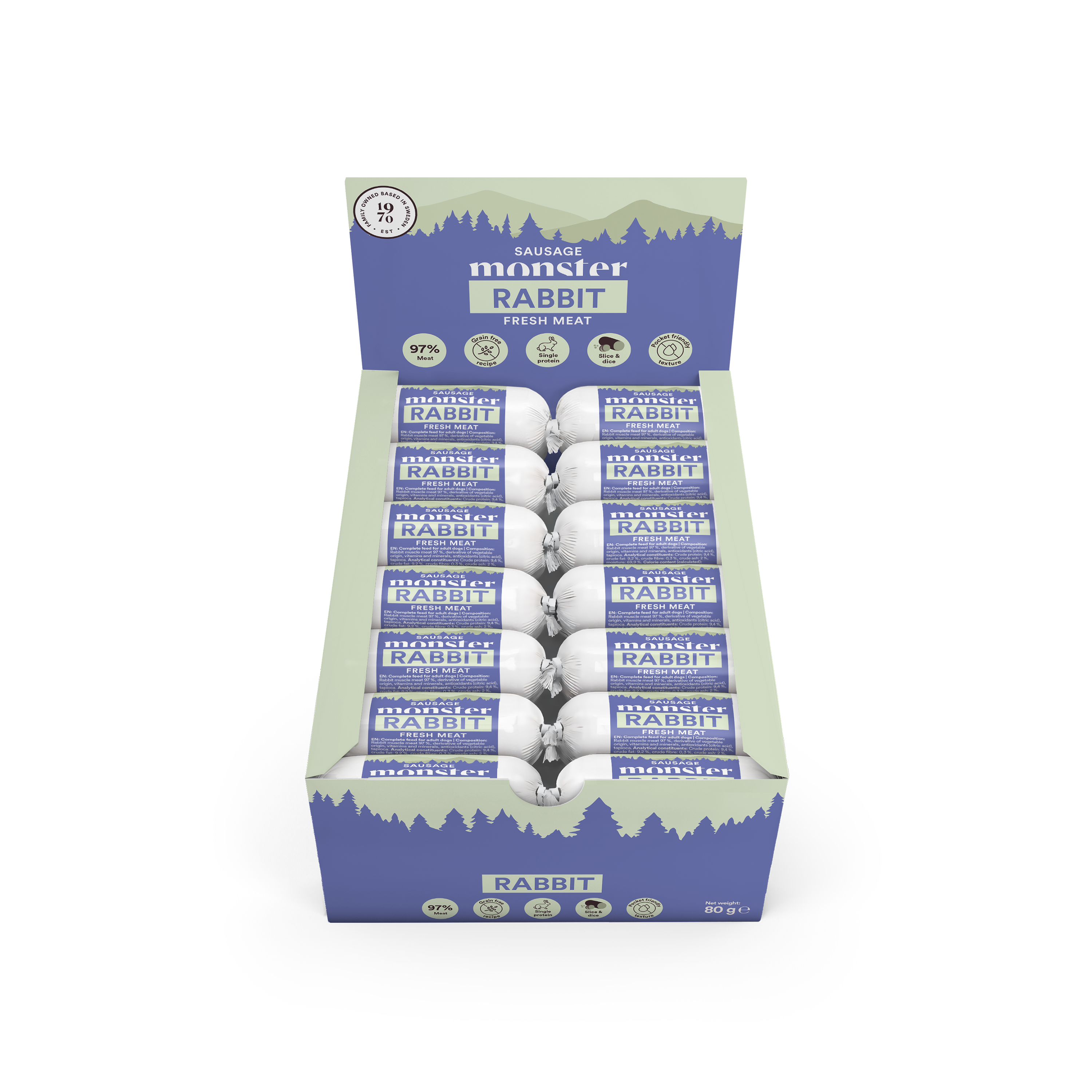 Monster Dog Sausage Rabbit 80 g (28pcs)