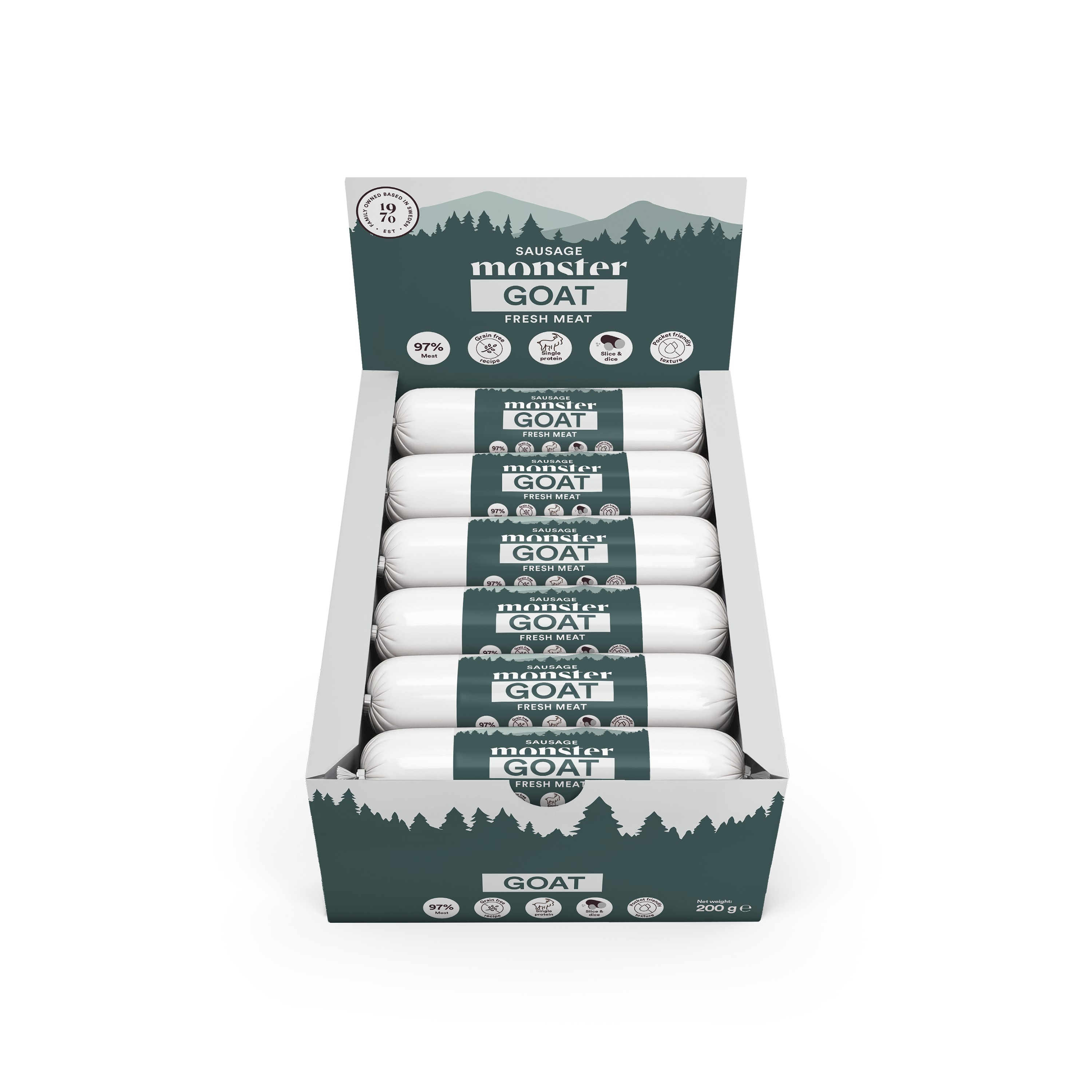 Monster Dog Sausage Goat 200 g (12pcs)