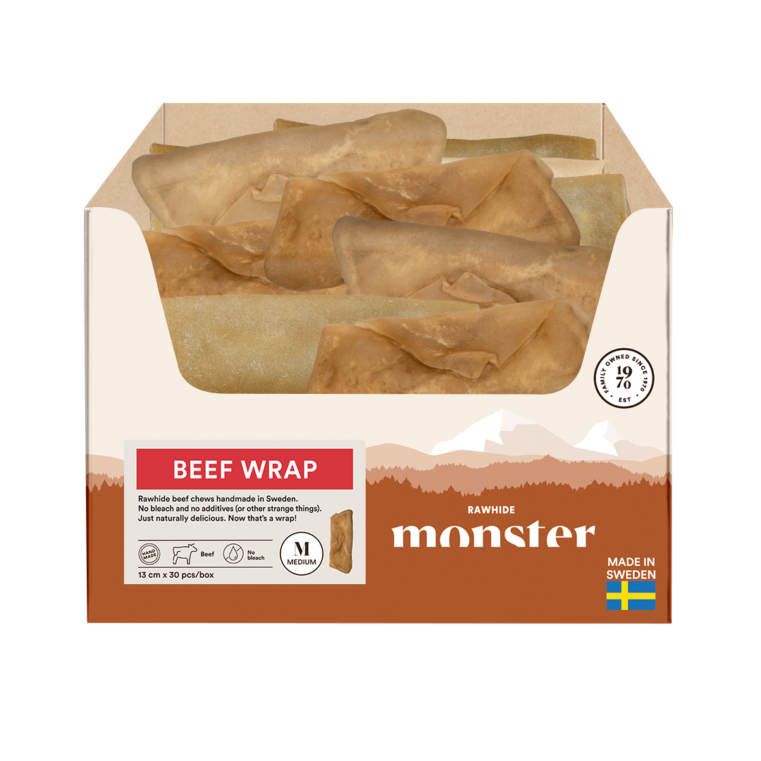 Monster Rawhide Beef Wrap Medium Bulk 30 pcs