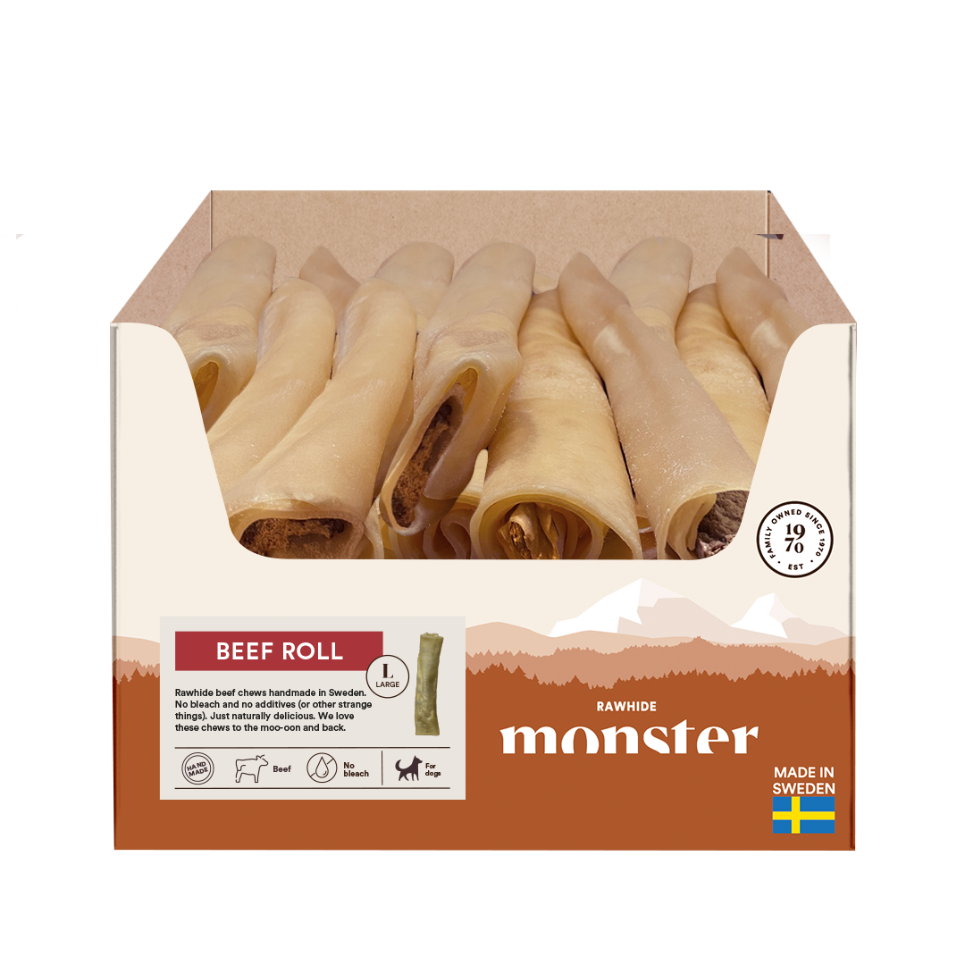 Monster Rawhide Beef Roll Large Bulk 20 pcs