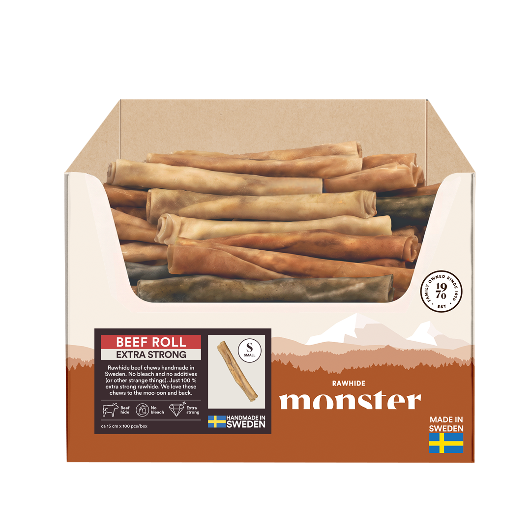 Monster Rawhide Extra Strong Beef Roll Small Bulk 100 pcs