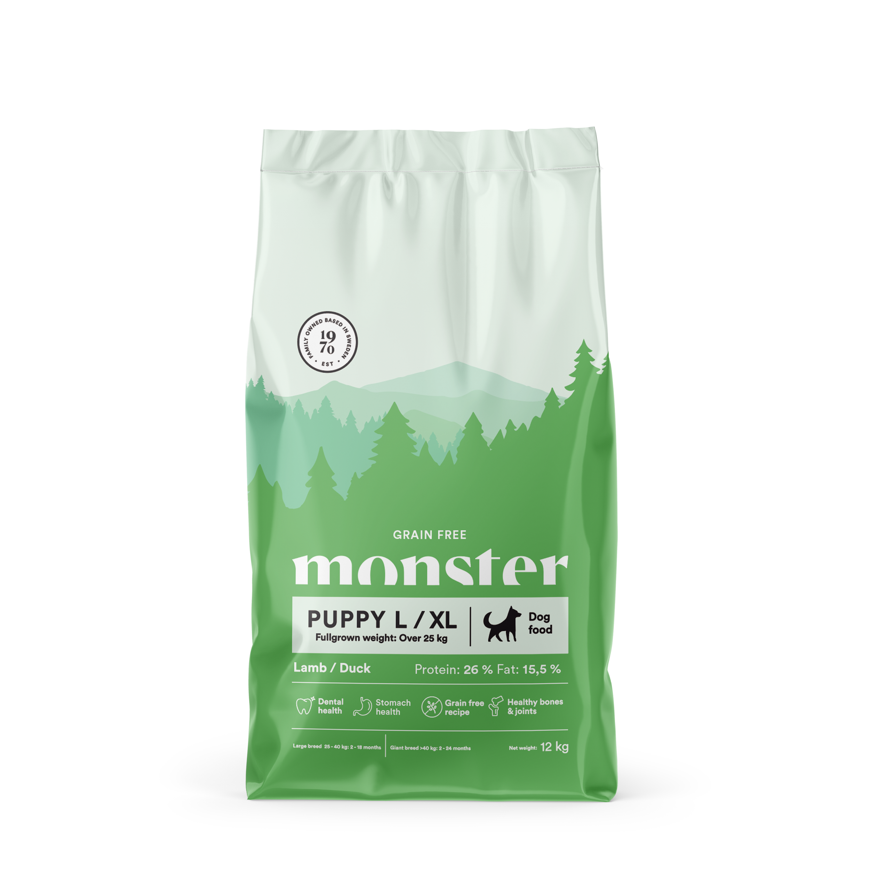 Monster Dog Grain Free Puppy L/ XL Lamb/Duck 12 kg