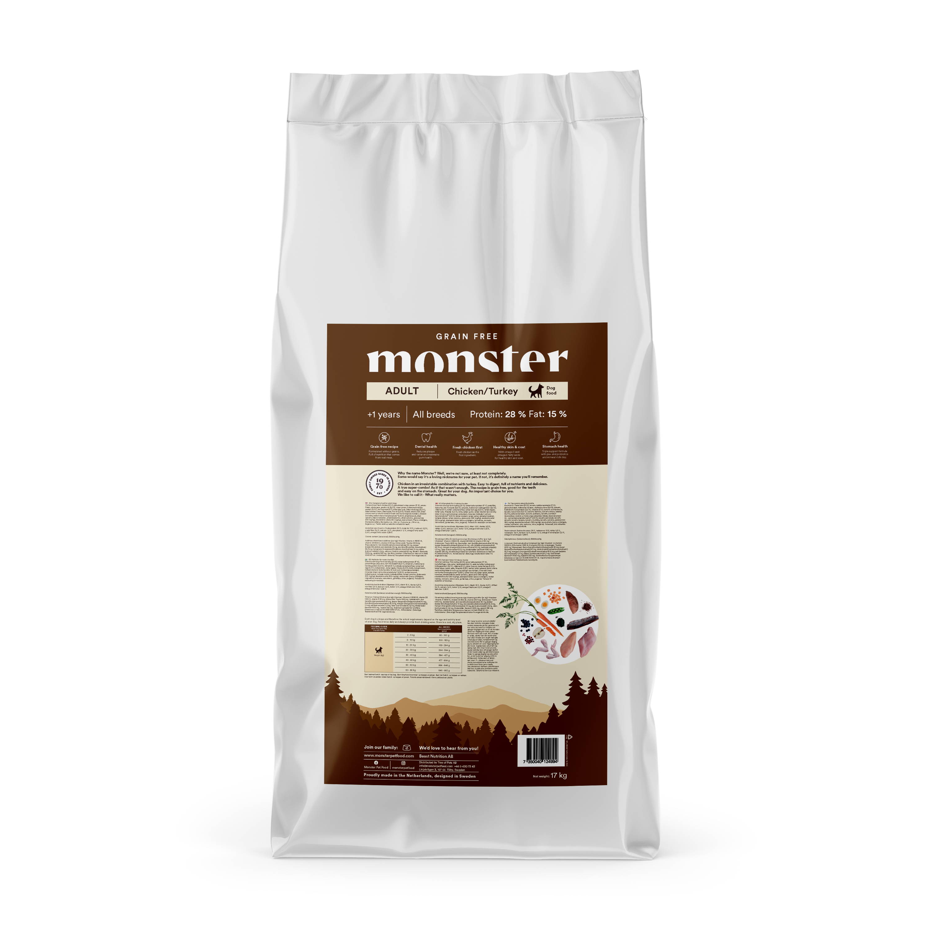 Monster Dog Grain Free Adult Chicken/Turkey 17 kg