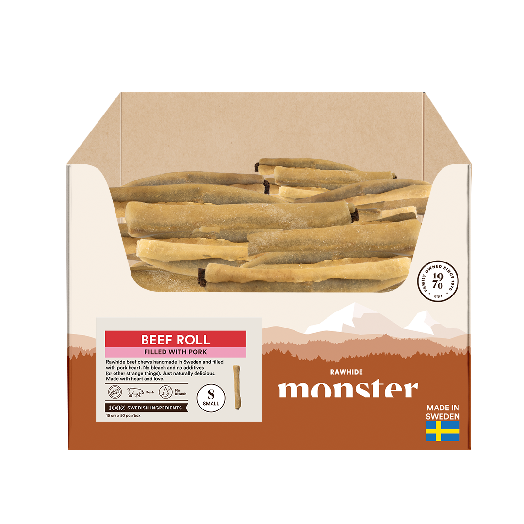 Monster Rawhide Beef Filled Pork Small Bulk 50 pcs