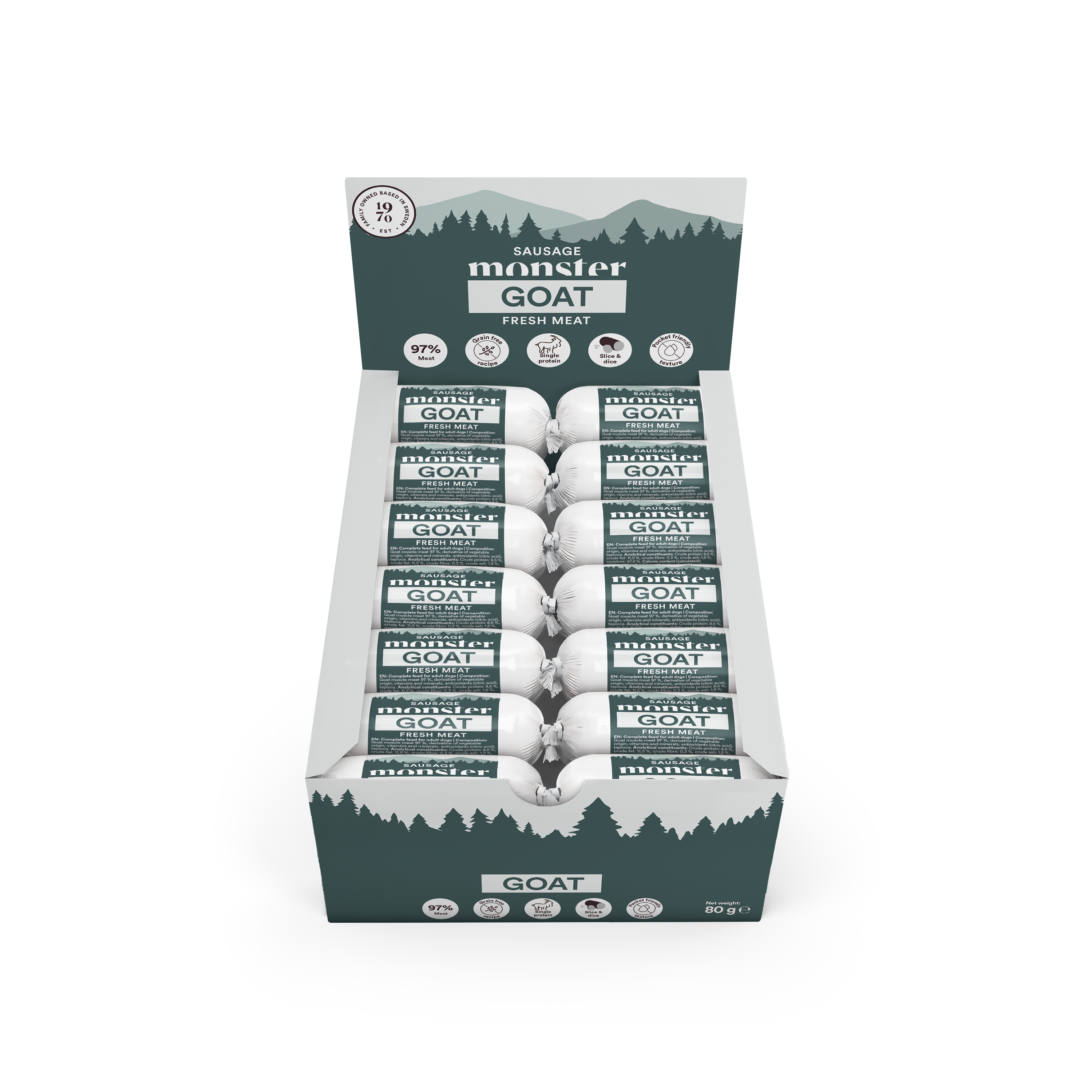 Monster Dog Sausage Goat 80 g (28pcs)