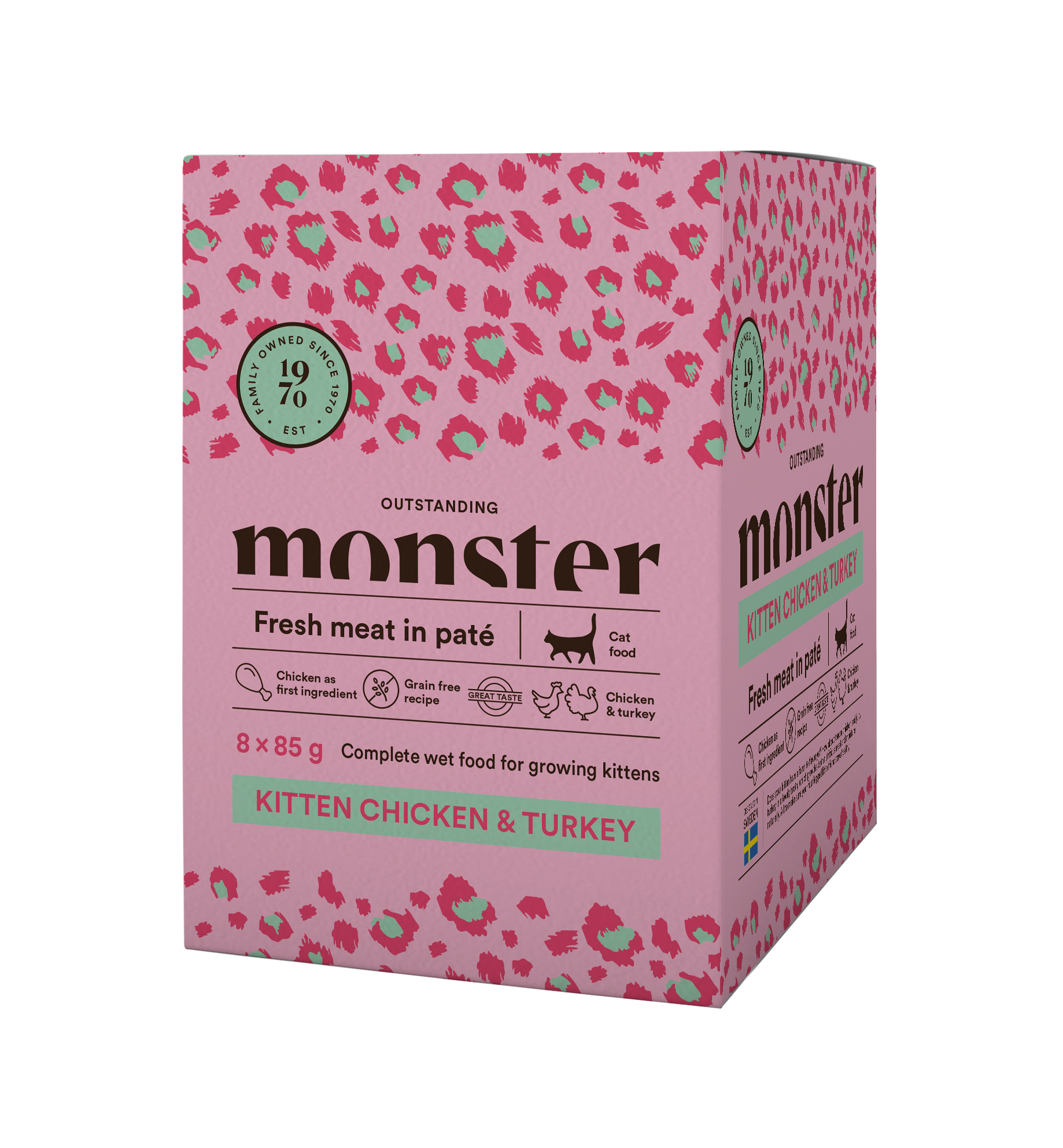 Monster Cat Pouches Kitten Chicken/Turkey 85 g (8-pack)